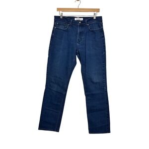 Calvin Klein Jeans Mens 32x32 Dark Wash Straight Leg Stretch Denim Blue Jeans